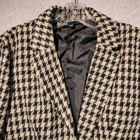 Lily Morgan NWOT Women's Black and Tan Houndstooth Long Sleeve Blazer Size Large - Picture 2 of 9